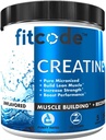 Fitcode Creatine 单水合物 纯微晶体 单水合物 纯微晶体 单水合物 用于肌肉建筑、恢复、强力和 Stamina、无味粉末、60种服务