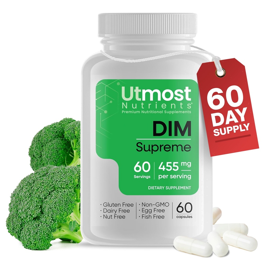 DIM Supplement for Women - 455 mg, 60 Capsules | Blend of Broccoli Extract and Bioperine for Maximized Bioavailability | Designed to Assist with Estrogen Regulation | Acne Support for Men and Women