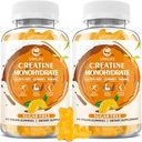 Creatine Monohydrate Gummys for Men & Women, Chewables Creatine Monohydrate for Muscle strong, 肌肉建构器, 能量靴, 无糖, Vegan, 芒果火焰-120 Count