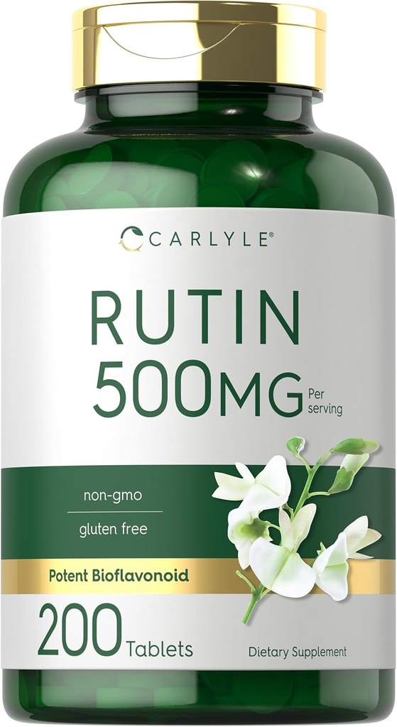 卡莱尔·鲁廷(Carlyle Rutin) 补充500mg → 200块平板电脑 → 蔬菜,非GMO, Gluten Free