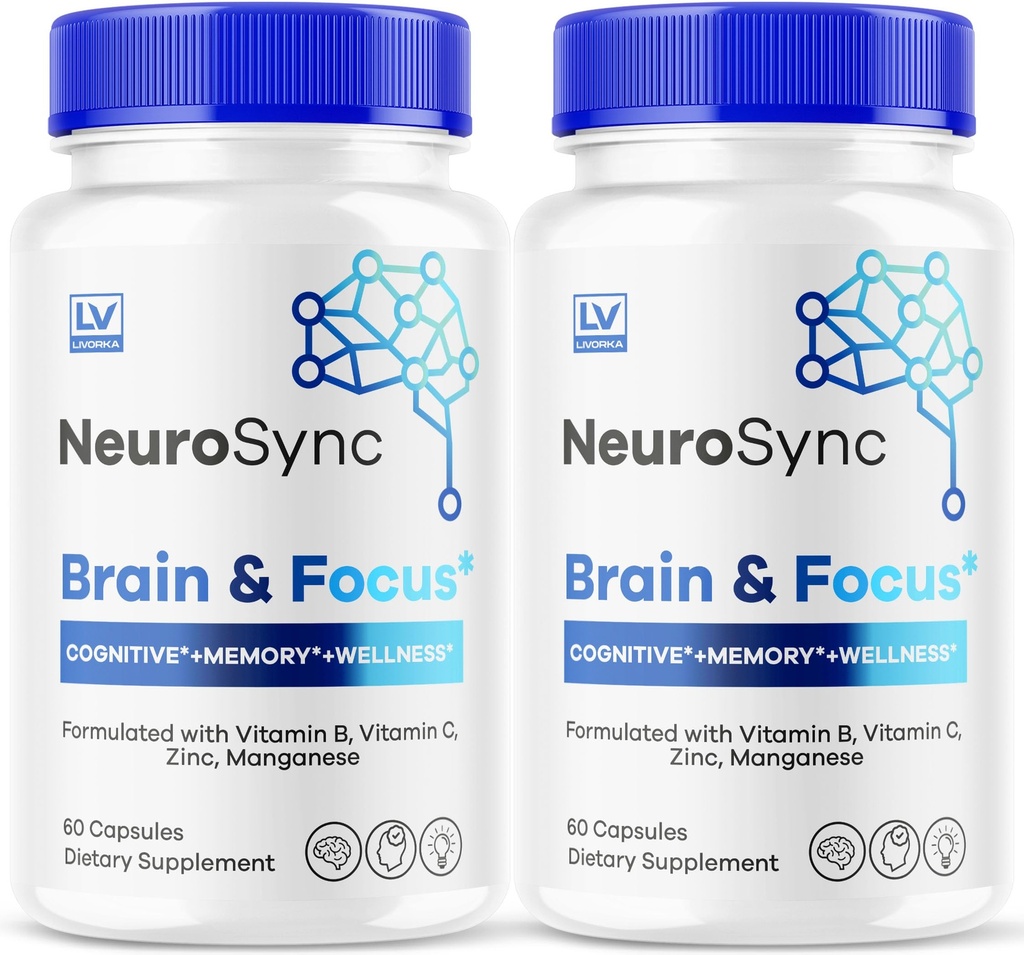 (2 Pack) NeuroSync Brain Capsules, Neuro Sync Brain & Focus, NeuroSync Brain, NeuroSync Advanced Formula Capsules, NeuroSync Brain Supplement, 120 Capsules for 2 Months