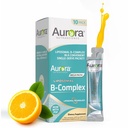 Aurora Nutrascience Mega-Liposomal B-Complex + 维生素C,支持能源,Imune & Nervous系统健康,Gluten Free,非GMO,无糖,Orange Flavor,10个单服务包