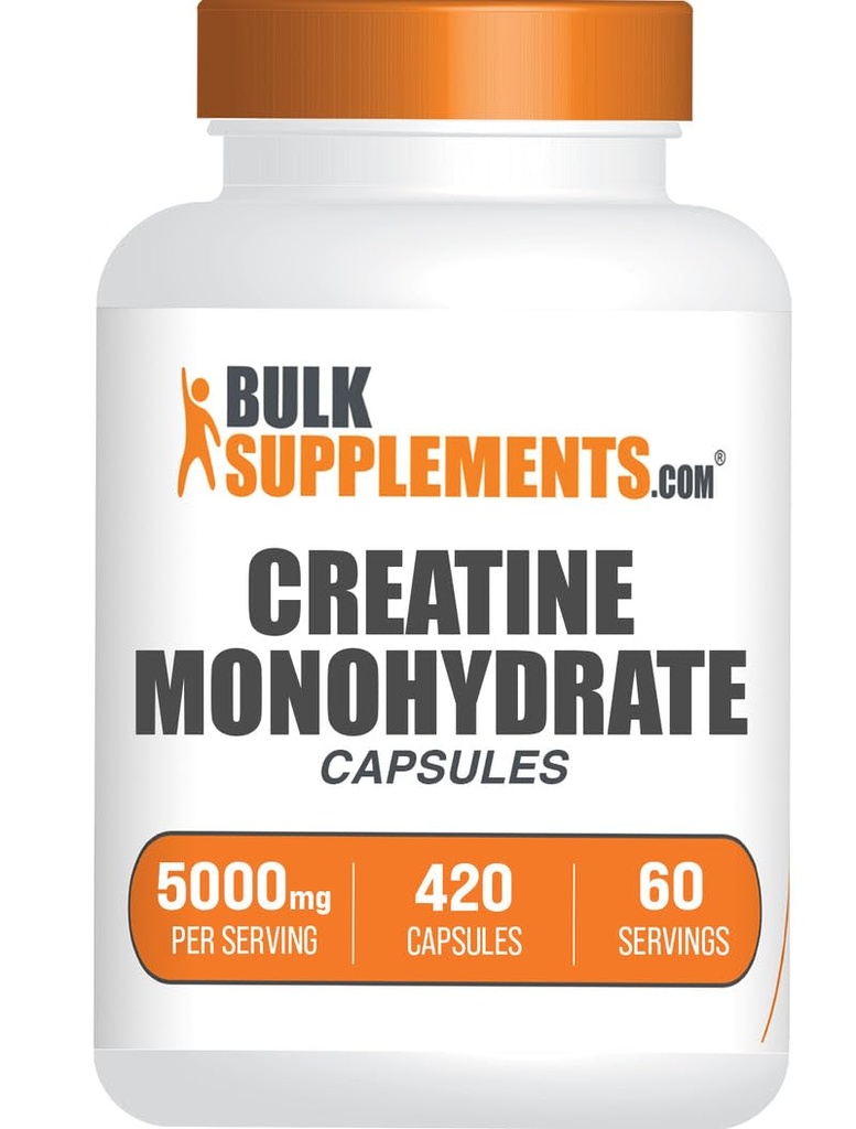 Bulk Assupports.com Creatine Monohydrate Capsules - 微量化Creatine Pills - Gluten Free, 7 Capsules per service (5000mg), 420 count (Pack of 1) (英语).