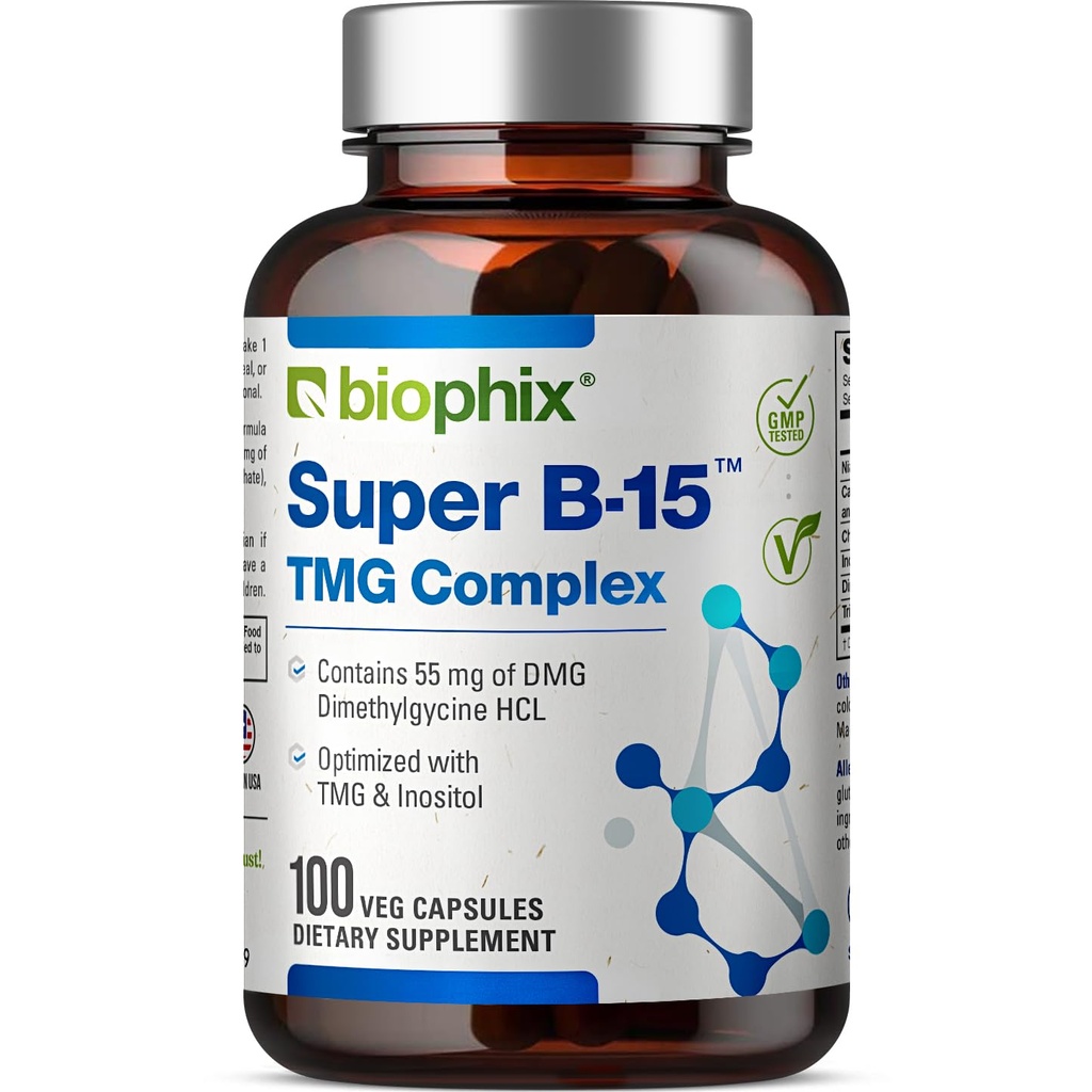 生物菲克斯 Super B-15 100 Veggie Caps - Niacin Calcium Choline Inositol DMG - 支持健康氧能量水平