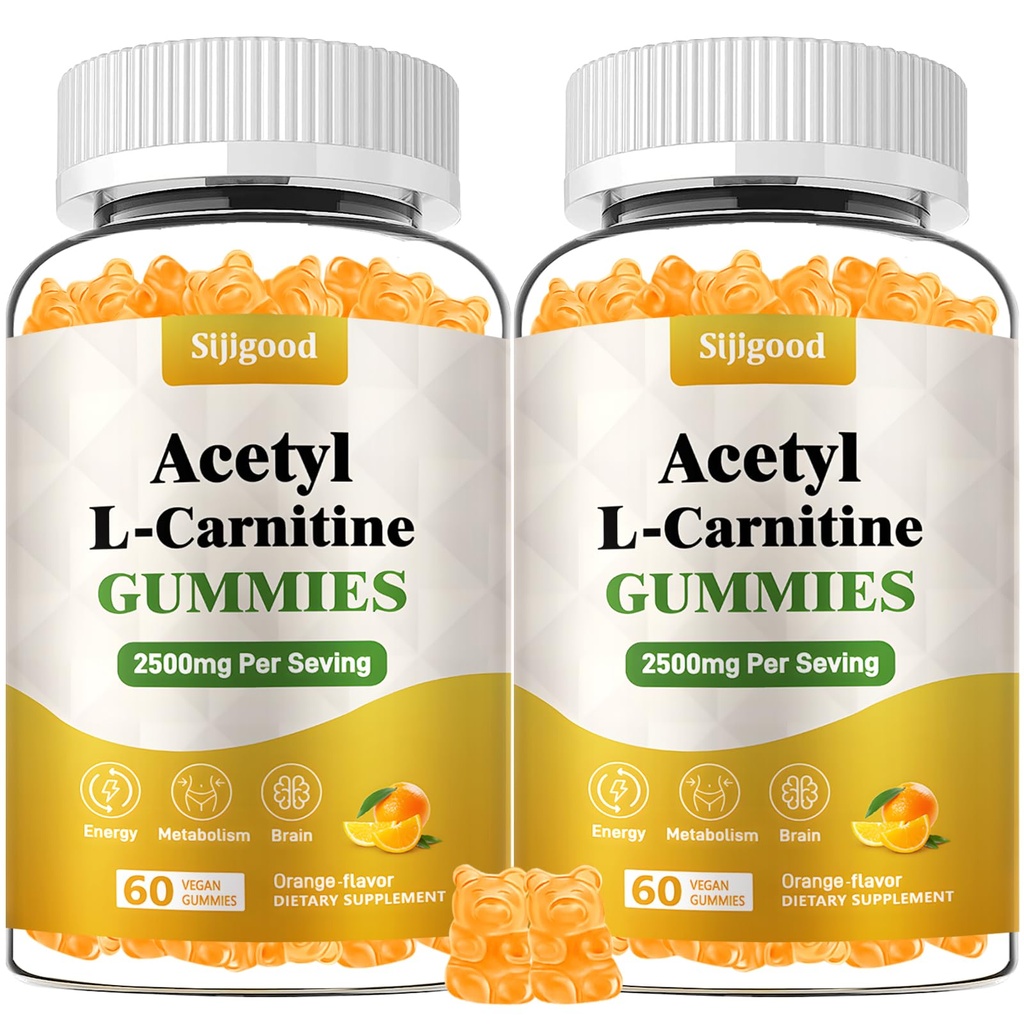 2 Pack Acetyl L-Carnitine 补充剂, 奶牛能量的自然营养补充剂, 豁免, Vegan, Orange Flavor, 120 Count
