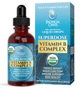 超剂量有机维生素B 复合液体滴水量 = 125 000% DV 维生素B12, B6, Biotin, Niacin, Folate = 能量,脑健康, 免疫支持 = USDA 有机, Vegan, Non-GMO → 60 Serv, 2 Mo. 供给.