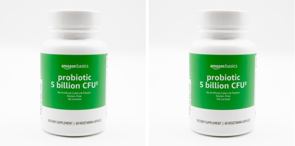 Basics Probiotic 5亿 CPU, 8 Probiotic 菌株,含60 mg Prebiotic Blend, 60 植物学伯爵 Capsules, 2个月供应,支持健康文摘(原索里莫) (Pack of 2)