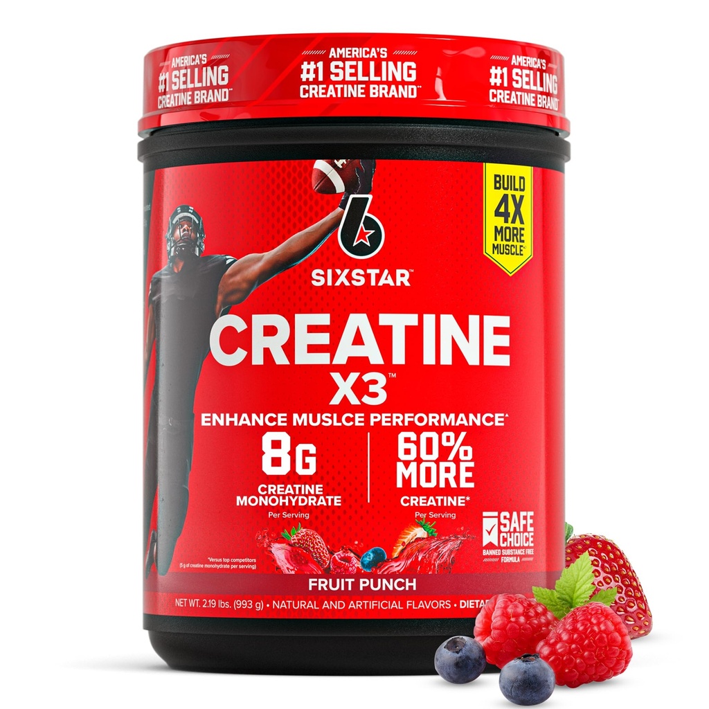 六星水合单水合物粉末,X3(Fruit Punch) - Flawared Creatine HCl 水合单水合物 肌肉建筑与性能补充 - 男女工作后补充 - 30种服务