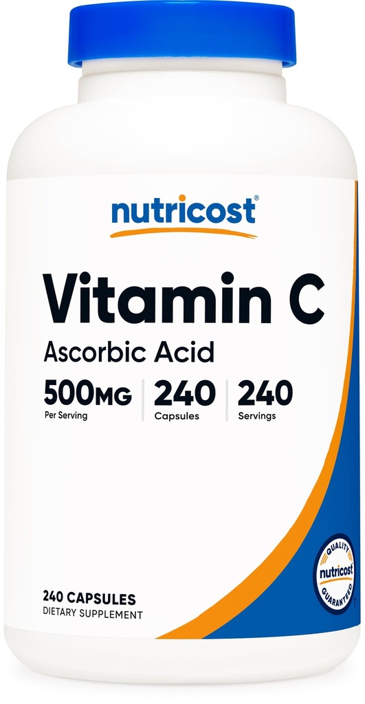 维生素C 500mg, 240 Capsules, 蔬菜, Gluten自由与非GMO