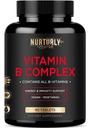 维生素B复合体 - 包含所有必需的维生素B - B1, B2, B3, B5, B6, B7, B9, B12和Biotin - 超B复合维生素用于能源,豁免和木质支持 - 90片