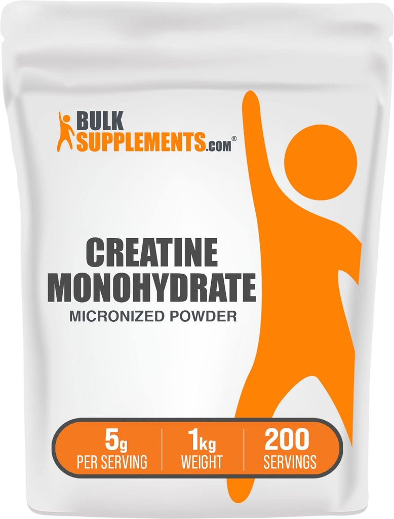 Bulk Assupports.com Creatine Monohydrate Powder - Micronized Creatine Powder, Unflavored - 纯净和Gluten Free, 5g (5000mg) / services, 1kg (2.2 lbs) (Pack of 1) (pack of 1) (英语).
