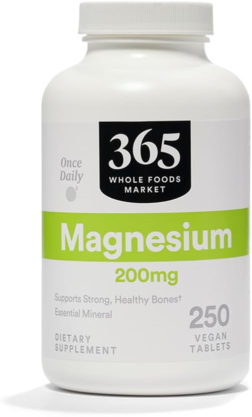 365 由全食品市场,镁200mg,Vegan,250平板