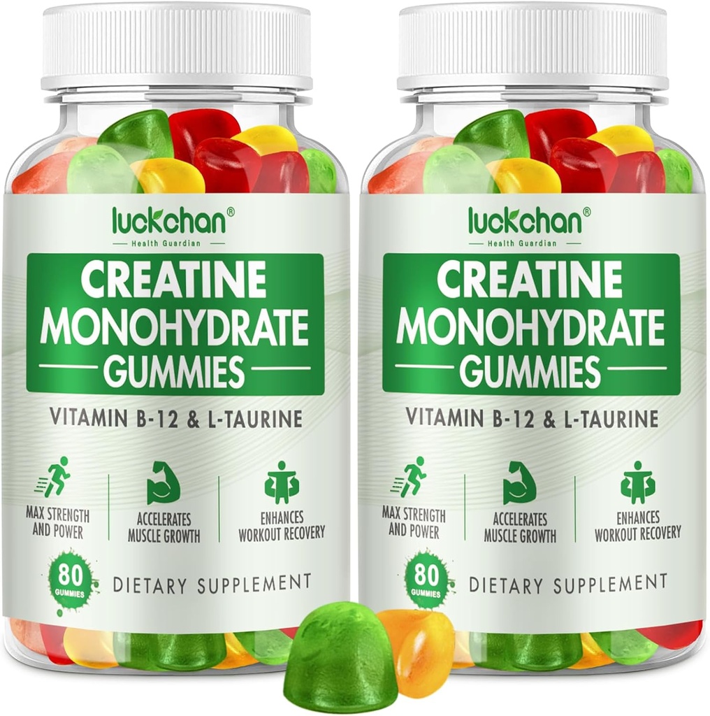 Creatine Monohydrate Gummys 5g – 女性和男性的Creatine – 肌肉强力的预修补充剂,肌肉构建器,能量靴低糖 Chreatine Gummys 160 Count