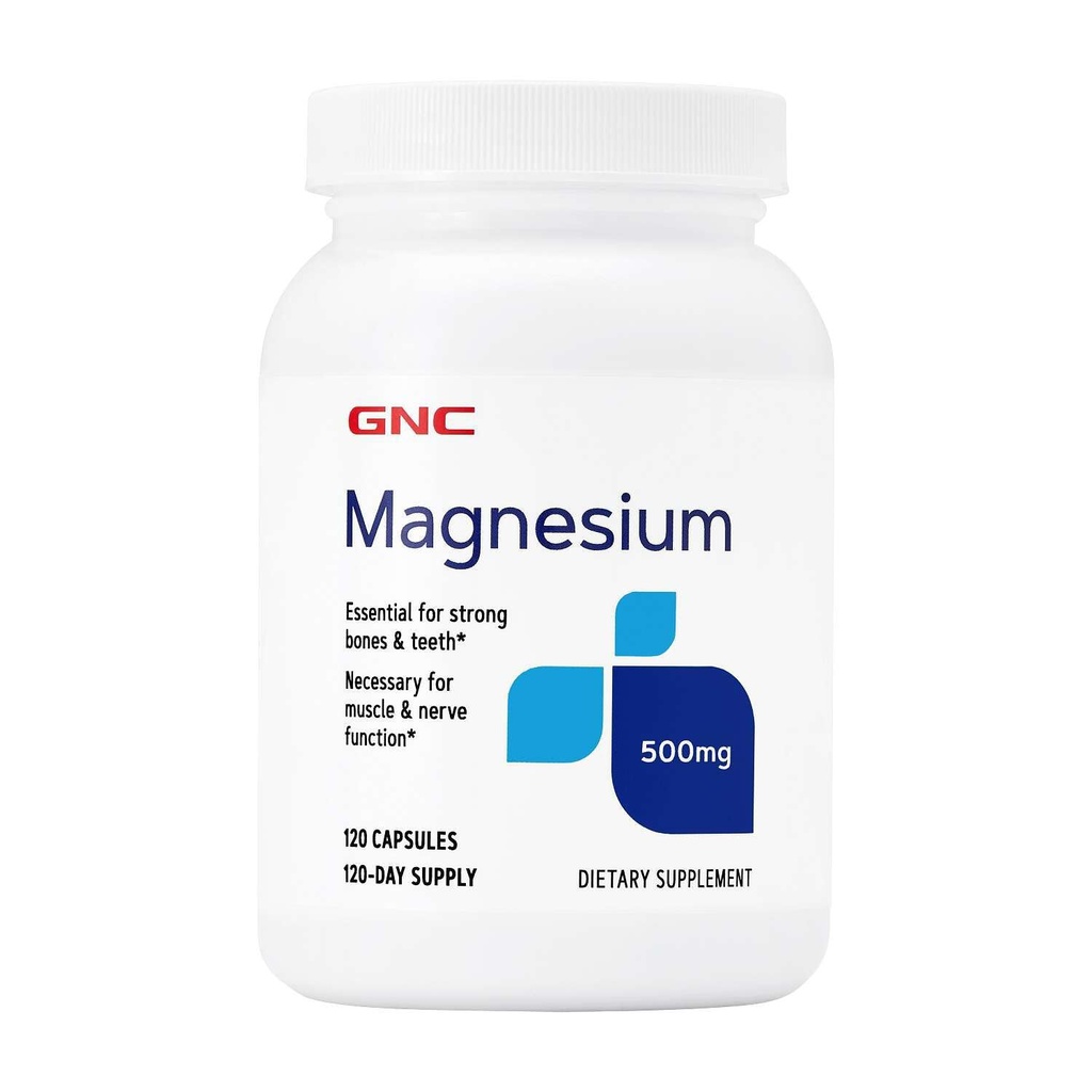 GNC 镁500mg, 120 Capsules, 支持钙吸收和强齿骨