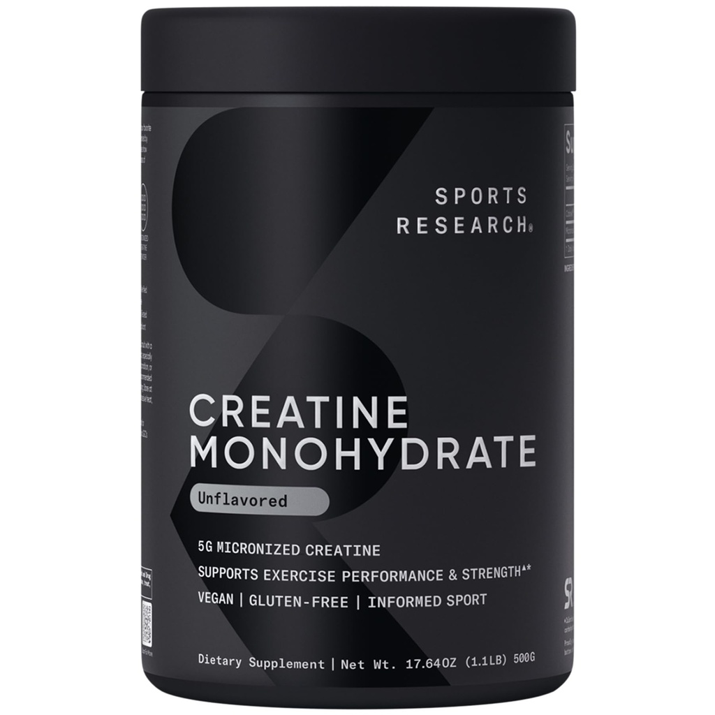 运动研究 Creatine Monohydrate - Gain Lean Muscle, 提高性能和力量,支持工作恢复* - 5克微量化Creatine - 17.64 oz