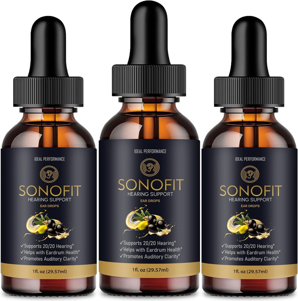 Sonofit Tinnitus Relief for Ringing Ears Drops, Sonofit Tinnitus Supplement Sonofit Healthy Ear Support Supplement - Maximum Strength Advanced Formula Sonofit Drops Hearing Support Reviews (3 Pack)