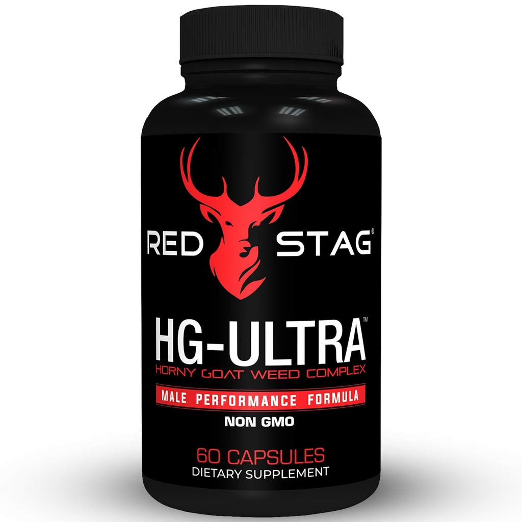 Red Stag Testosterone Booster Horny Goat Weed Complex with Maca Root Powder, Tribulus Terrestris, Saw Palmetto & Tongkat Ali Powder Male Enhancement - 60 Capsules