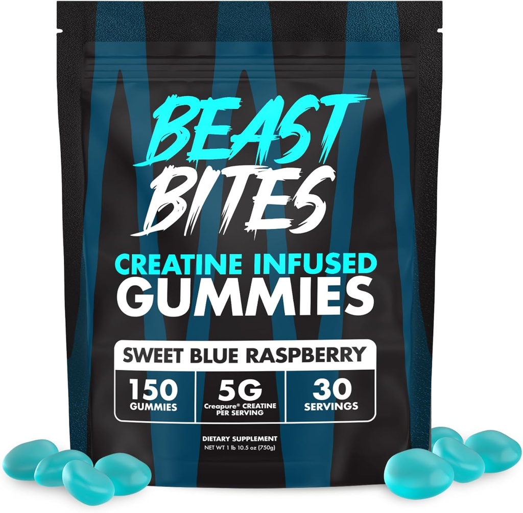 BEAST BITES - 克里塔丁浸泡液 - 5g Creapure Creatine Monohydrate Pervice - NSF体育认证 - 30名服务员