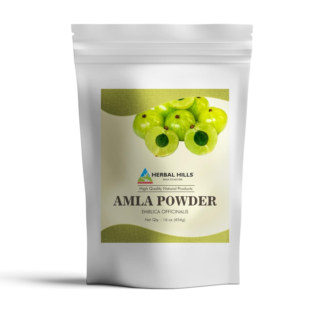 HERBAL HILLS Amla 粉末 454 GMS 印度鹅莓 Emblica Officinalis 富含抗氧化剂(16 Once Pack of 1)