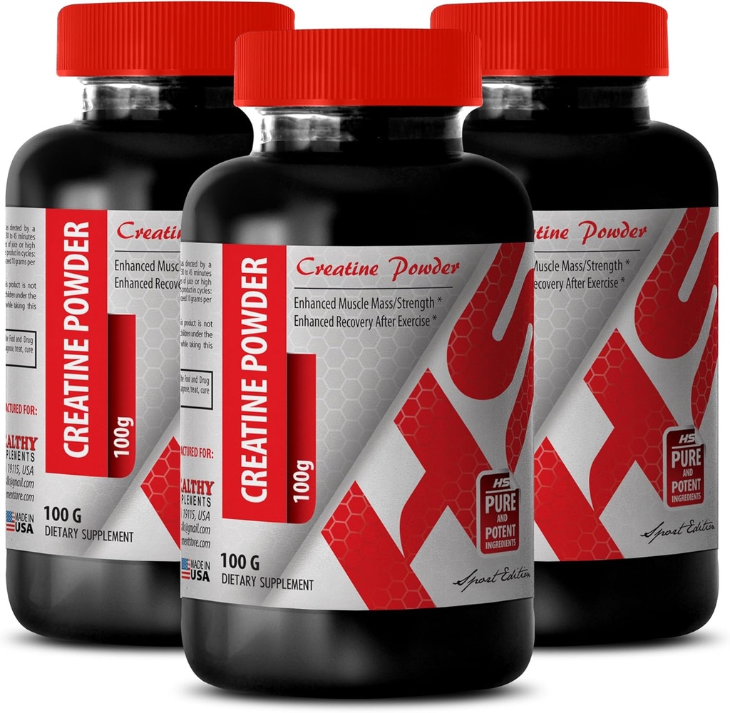 男子建身器 - CREATINE Powder 100G - Creatine Bulk - 3瓶(粉)