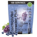 PowderVitamin Electrolytes Powder Plus, Sugar Free Hydration Powder 1000mg Potassium, 120mg Magnesium, 120mg Calcium, Himalayan Salt, Vitamin C & Zinc, USA Made, 550g, 100 Servings, Blueberry Grape