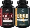 Bundle of Extra Strength Test Booster for Men and Branch Chain Amino Acids Supplement - - Natural Energy Supplement for Men with Horny Goat Weed - Post Workout Muscle Recovery and Muscle Growth Suppor