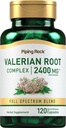 Piping Rock Valerian Root Capsules 2400 mg QQ 120 Counter QQ 抽取补充 QQ Herbal Blend QX 非GMO, Gluten Free