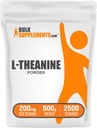 Bulk Assupports.com L-Theanine Powder - L-Theanine Assupports,L-Theanine 200mg - 氨基氨酸Asino Asimino Asimino Assupport,纯和Gluten Free,每服务200mg,500g(1.1磅)(一包)