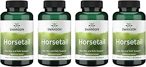 Swanson Horsetail - Herbal Supplement Supporting Healthy Hair, Skin & Nails - Natural Ingredients for Bone Health & Urinary Tract Support - (90 Capsules, 500mg Each) (4 Pack)