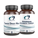 Designs for Health Magnesium Glycinate Complex (60 Capsules) & Twice Daily Multi (60 Capsules) Bundle - Premium Multivitamin with Folate & High Absorption Magnesium Supplement