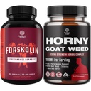 Bundle of Pure Forskolin Extract Supplement for Enhanced Energy for Adults-Plant-Based Energy Supplements and Horny Goat Weed Extract Complex for Enhanced Energy and Stamina