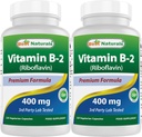 最佳天然素维生素B2(Riboflavin)400mg - 米格拉因救济 - Veggie Capsules - Conezyme Precursor - 120 Counter(120 counter (Pack of 2))