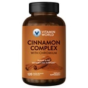 Vitamin World Cinnamon Complex with Chromium, Cinnamon Supplements with High-Potency Chromium for Healthy Metabolism & Antioxidant Protection, 120 Capsules, 2 Month Supply, Gluten Free