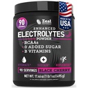 Zeal Electrolyte Powder - 90 Servings | Keto Electrolytes Powder | Zero Sugar, BCAAs, B-Vitamins | Potassium, Zinc, Magnesium | Hydration Powder Recovery Drink | Black Cherry