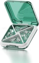 Small Pill Box Waterproof Travel Pill Case Portable Daily Pill Container Pill Holder for Purse 4 Compartments Pocket Compact Medicine Organizer for Fish Oils,Supplements,Medication (Green)